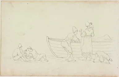 Figuren und Hund mit Boot